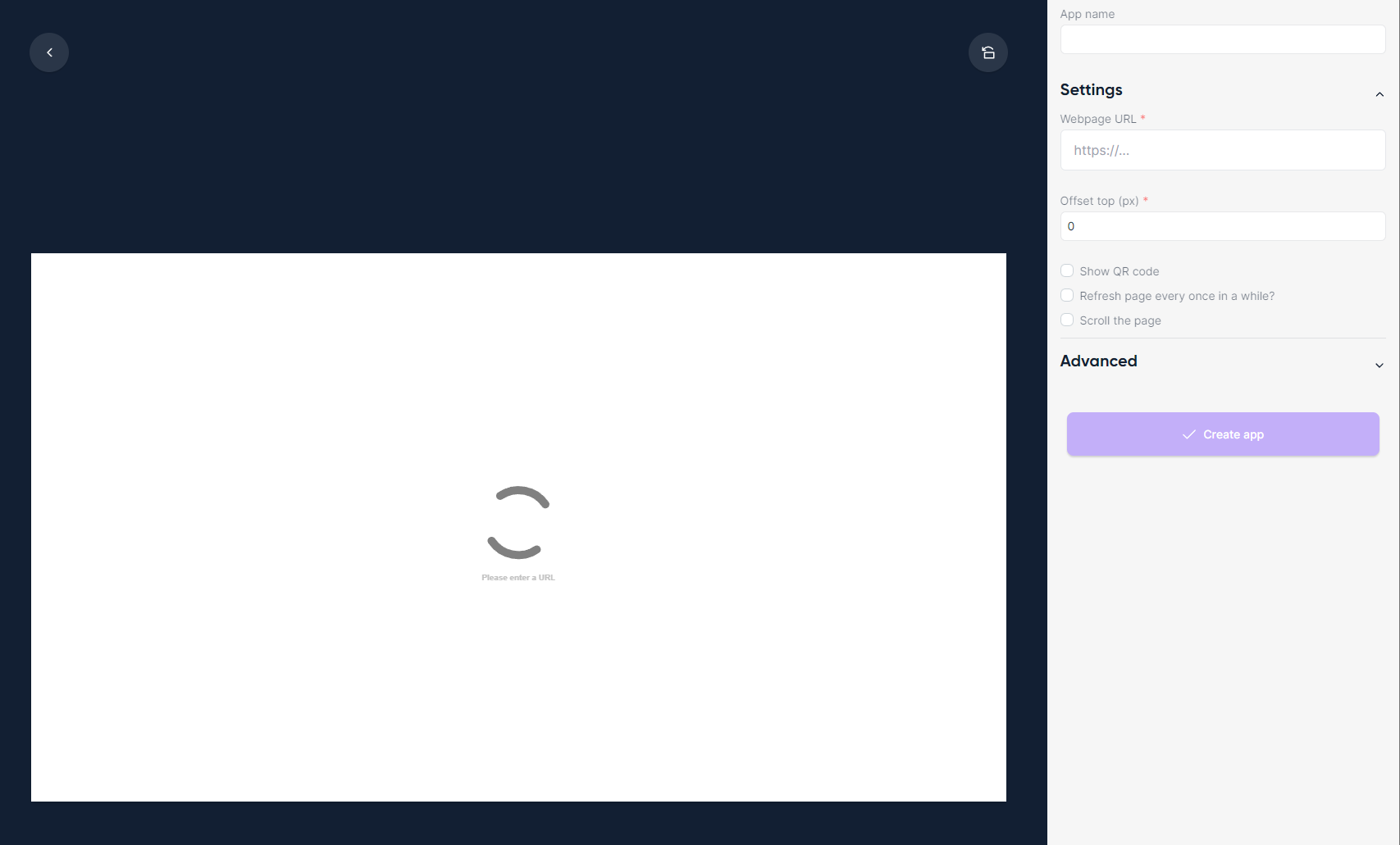 Webpage app editor