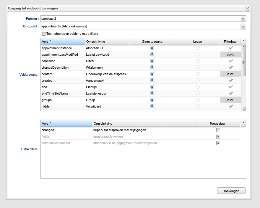 Granting read access to appointments fields