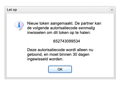 One-time authorization code dialog