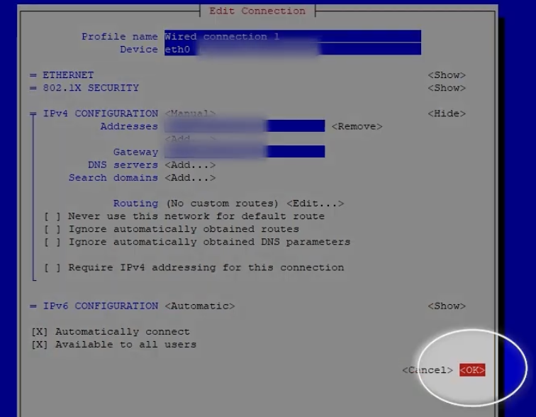 Saved configuration