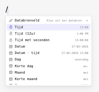 Slash menu in a text layer