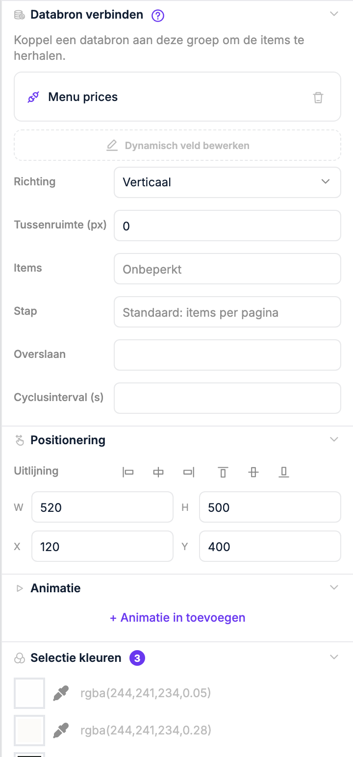 Herhaalinstellingen van een groep