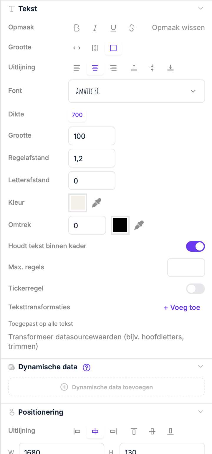 Paneel met opmaak van een element