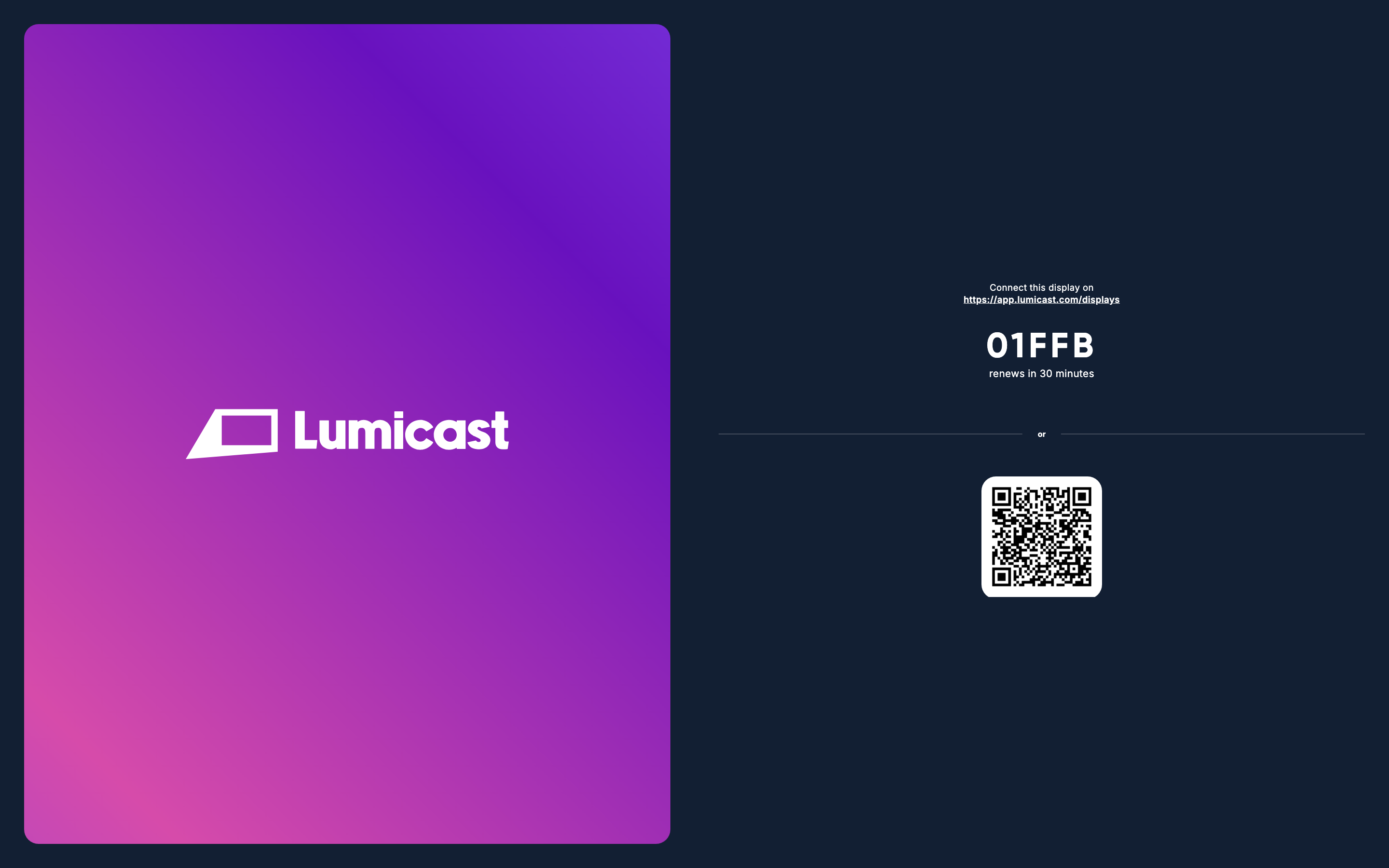 Koppelscherm van de Lumicast-player